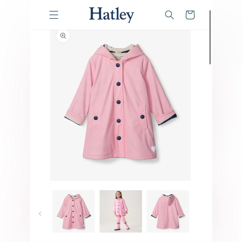 Hatley Girls Pink & Navy Button-Up Rain Jacket 18-24Months